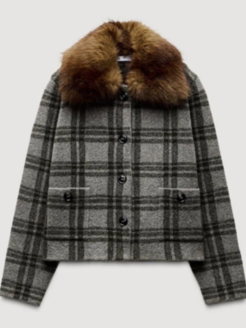 Zara Knit Cardigan with Faux Fur Collar